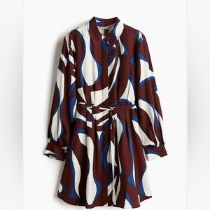 H&M Maroon and Navy Geometric Dress